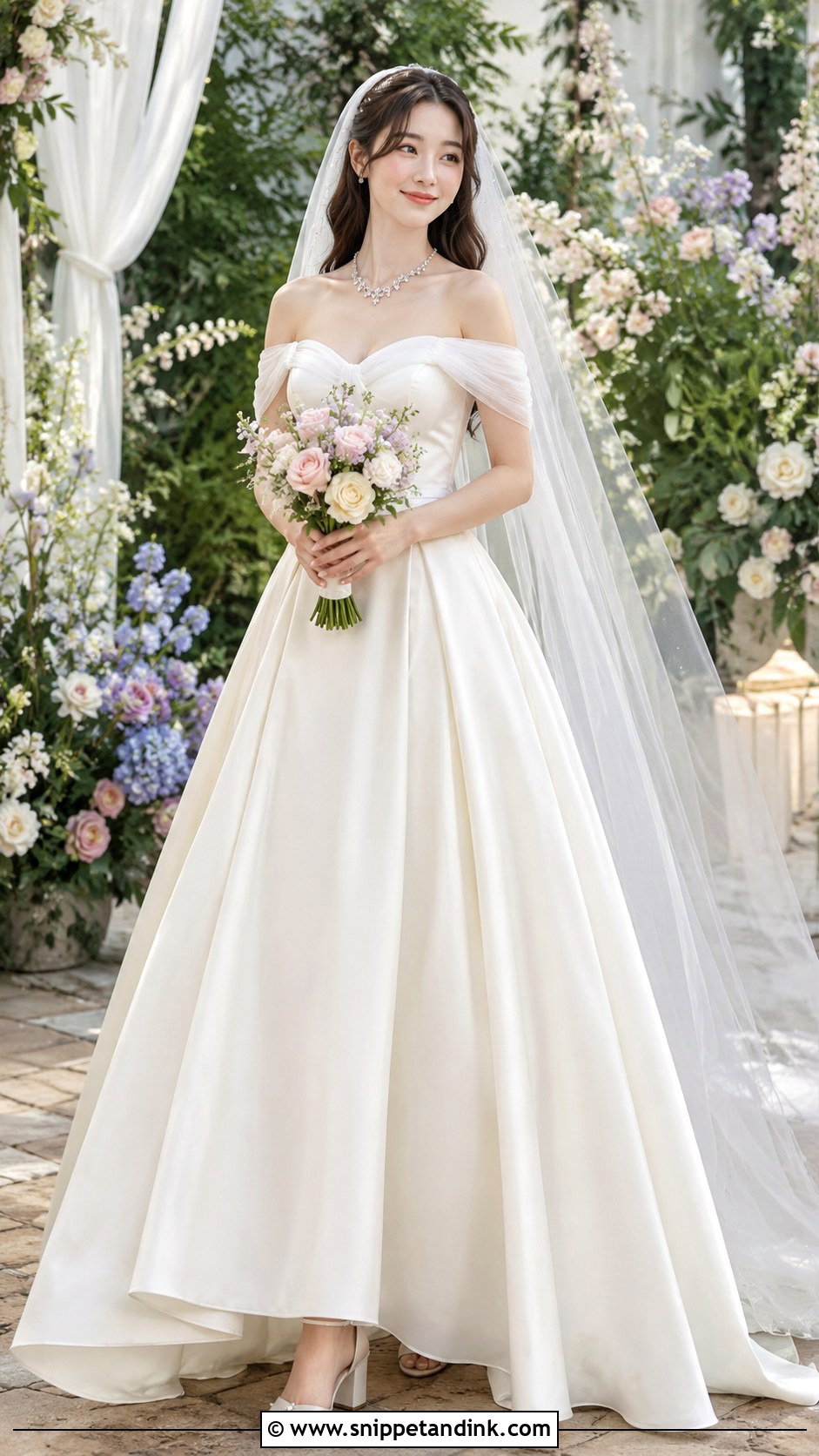 Off Shoulder Manhwa Wedding Dress - Snippet and Ink - 20 Manhwa Wedding Dress Ideas