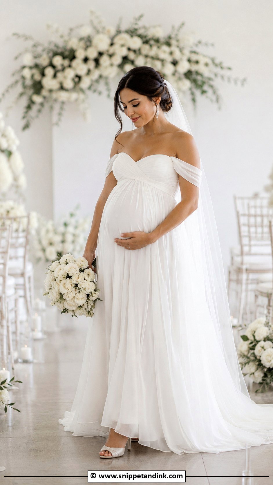 Off Shoulder Maternity Wedding Dress - Snippet and Ink - 35 Off Shoulder Wedding Dress Ideas