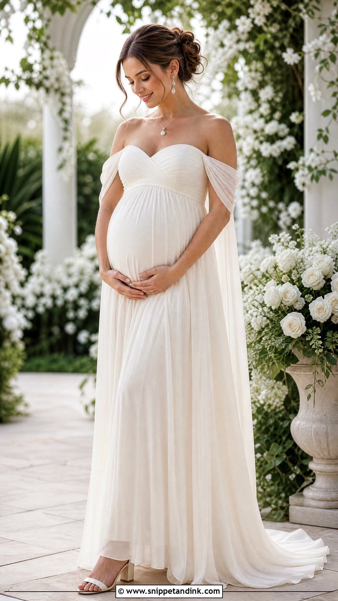 Off Shoulder Maternity Wedding Gown - Snippet and Ink - 20 Wedding Gown for Pregnant Brides Ideas