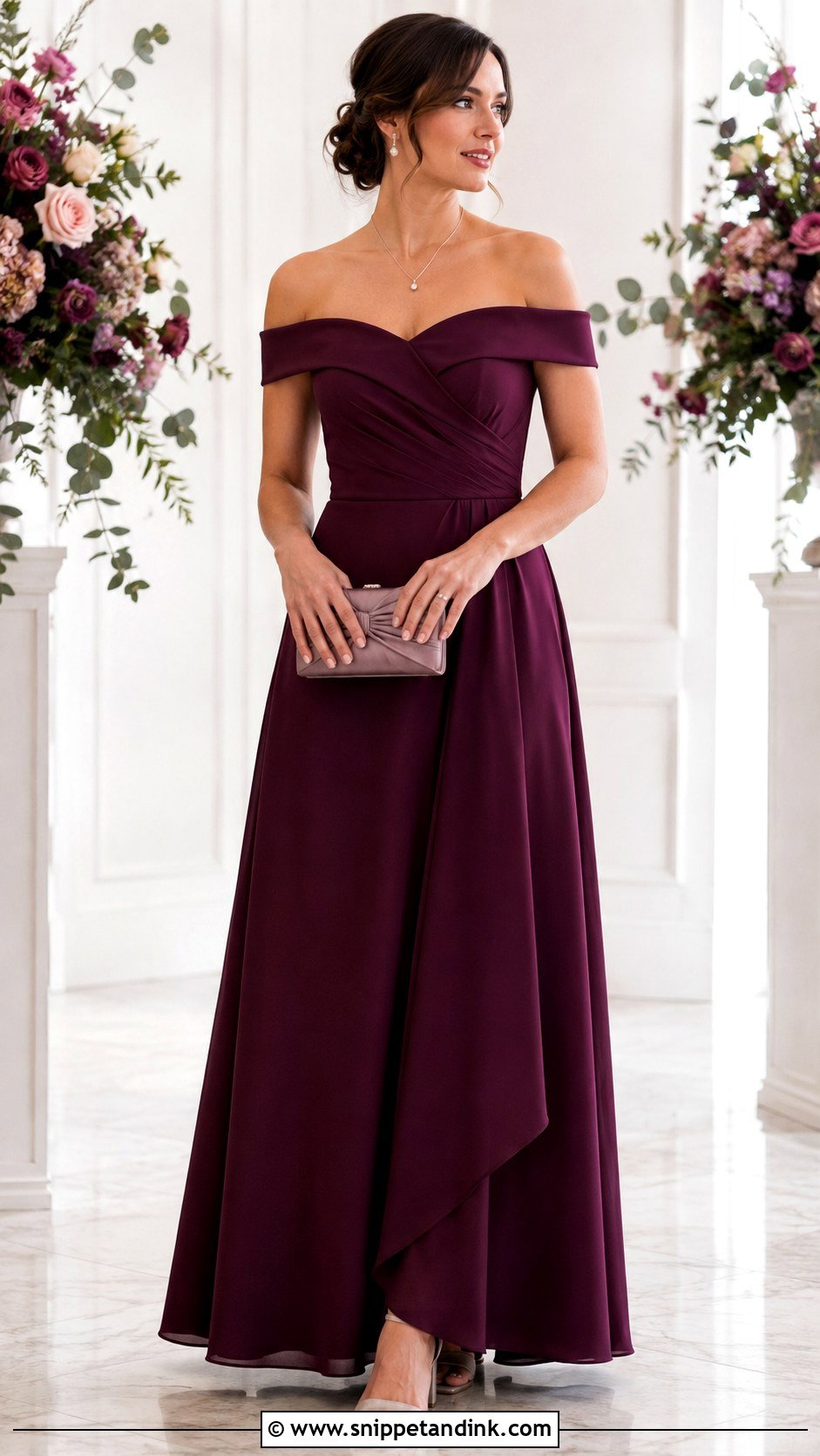 Off Shoulder Matron of Honor Dress - Snippet and Ink - 20 Matron of Honor Ideas