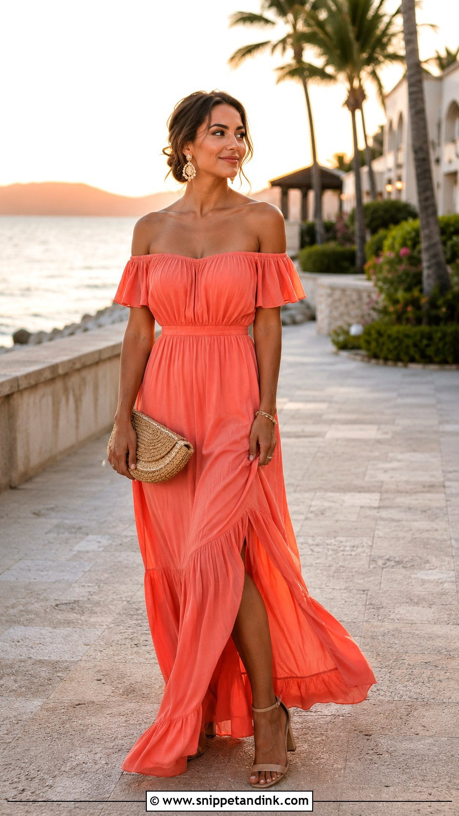 Off Shoulder Maxi Dress - Snippet and Ink - 30 Honeymoon Dress Ideas