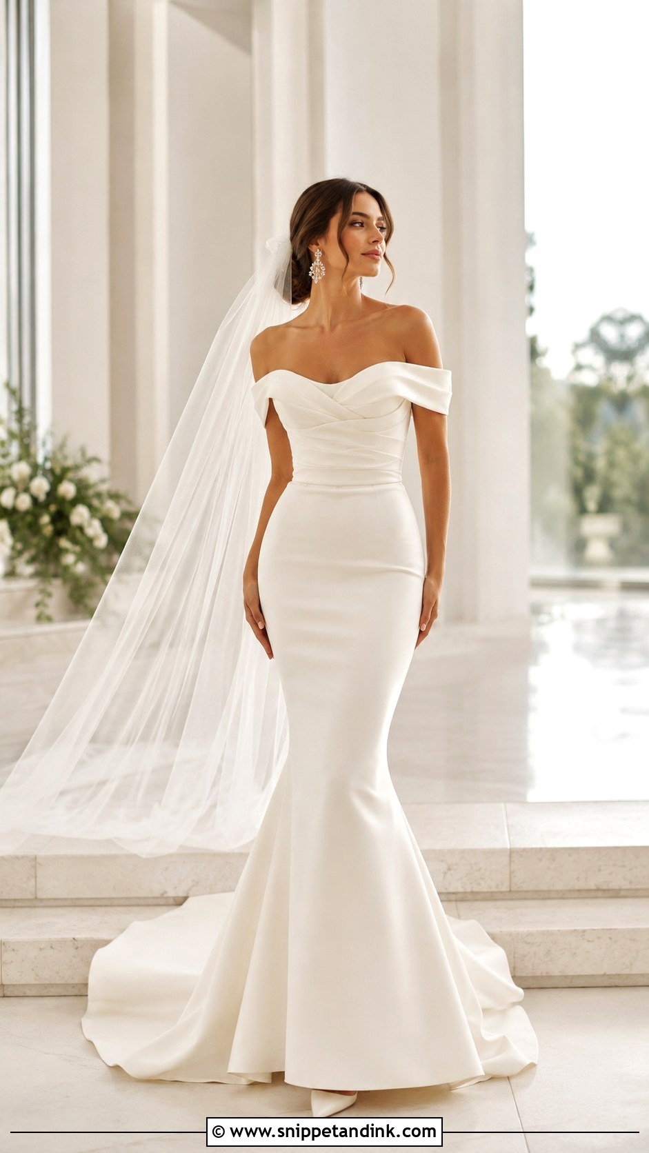 Off Shoulder Mermaid Bridal Outfit - Snippet and Ink - 20 Bride Attire Ideas