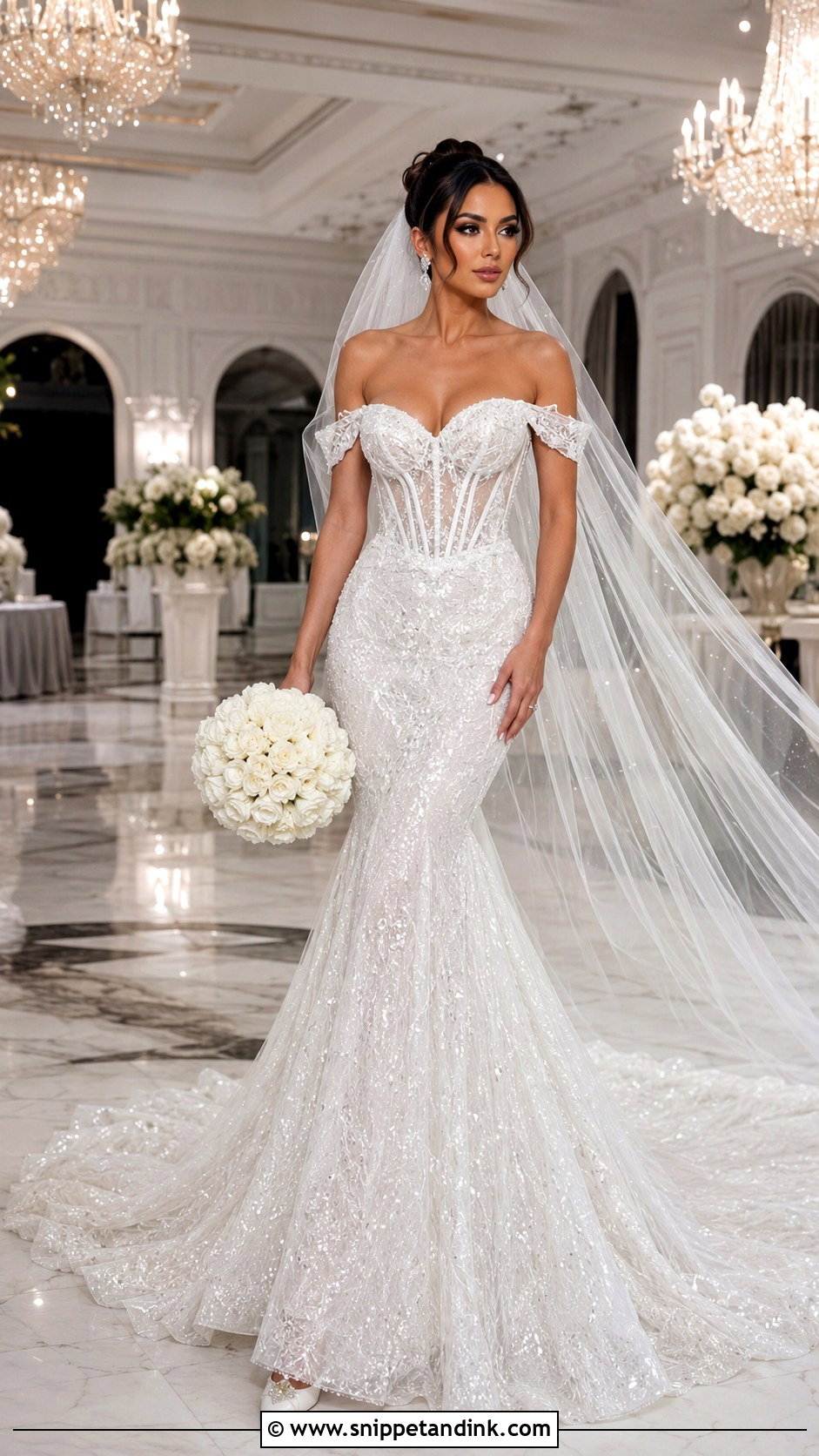 Off Shoulder Mermaid Evangeline Wedding Dress - Snippet and Ink - 20 Evangeline Wedding Dress Ideas