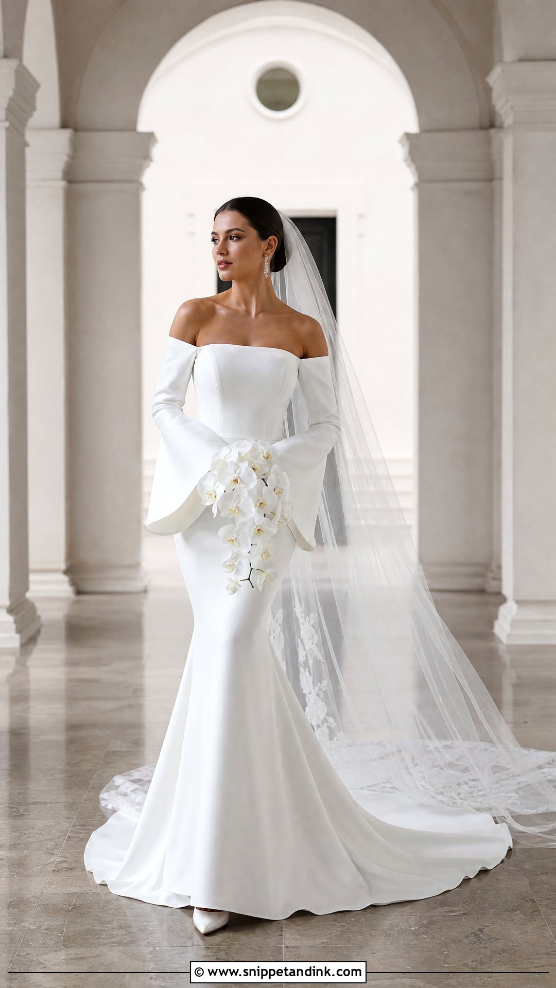 Off Shoulder Mermaid Sleeve Wedding Dress - Snippet and Ink - 20 Off Shoulder Sleeve Wedding Dress Ideas