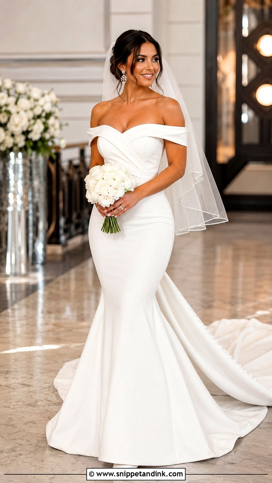 Off Shoulder Mermaid Wedding Dress - Snippet and Ink - 20 Fashion Wedding Dress Ideas