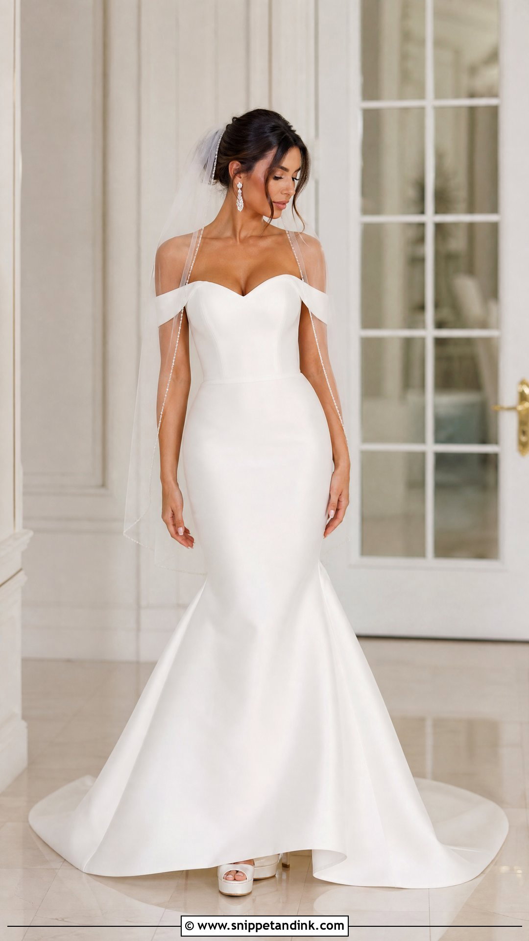 Off Shoulder Mermaid Wedding Dress - Snippet and Ink - 20 Wedding Dress and Suit Ideas