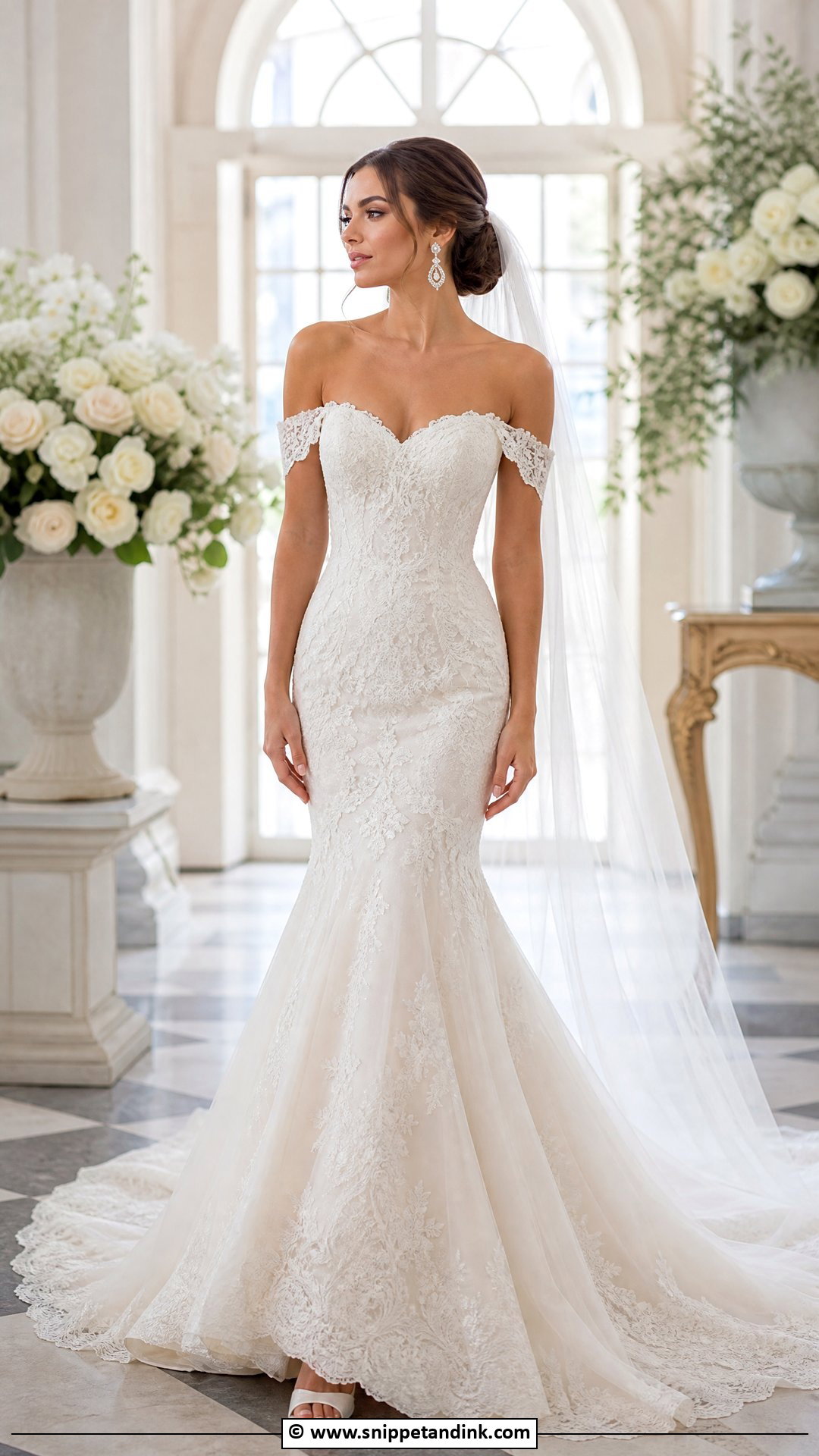 Off Shoulder Mermaid Wedding Dress - Snippet and Ink - 35 Mermaid Wedding Dress Ideas