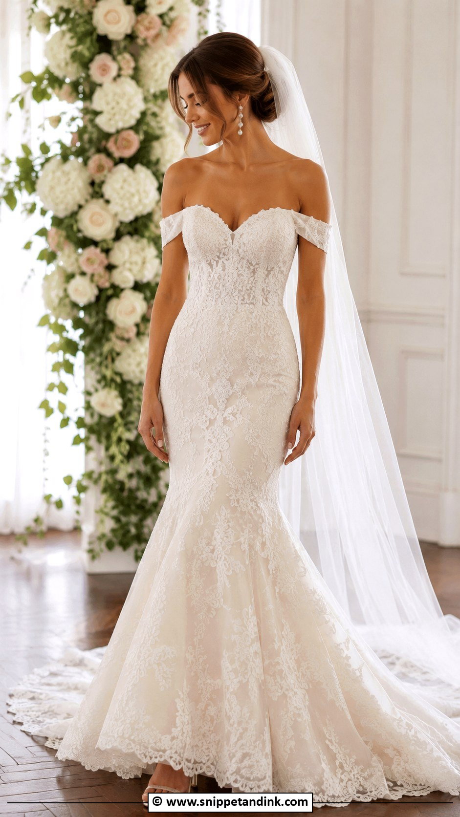 Off Shoulder Mermaid Wedding Dress - Snippet and Ink - 35 Mermaid Wedding Dresses