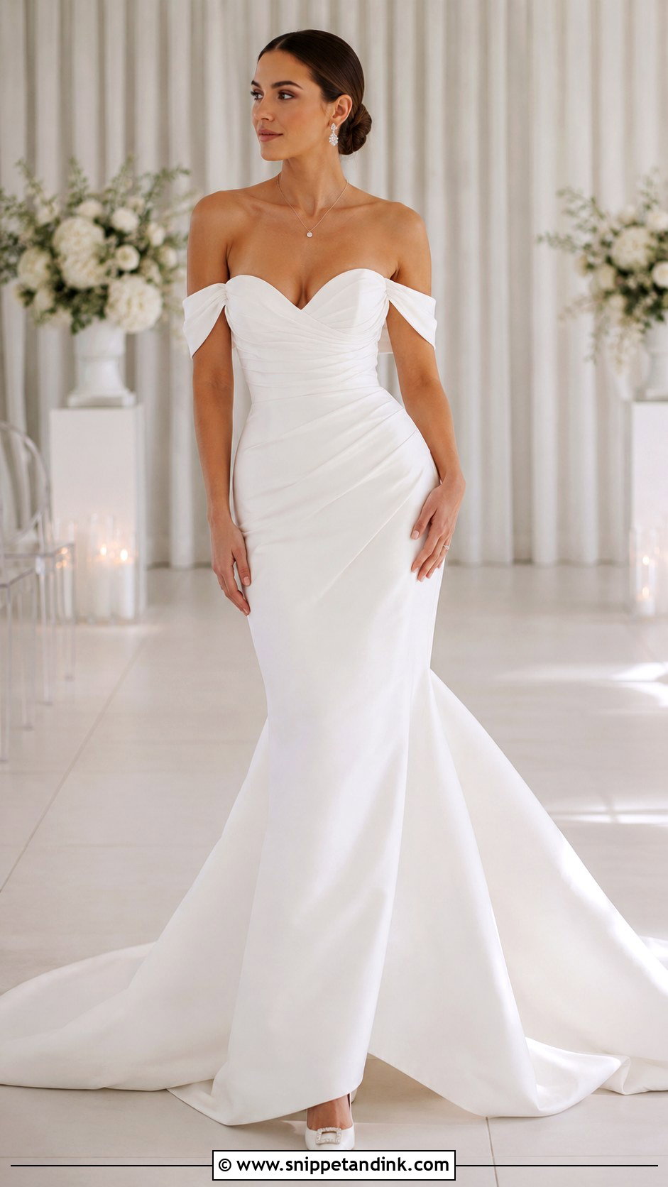 Off Shoulder Mermaid Wedding Dress With Sleeves - Snippet and Ink - 20 Mermaid with Sleeves Wedding Dresses