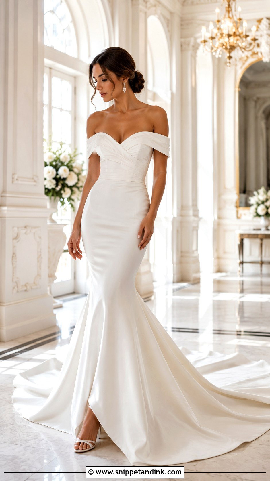 Off Shoulder Mermaid Wedding Dress With Train - Snippet and Ink - 25 Mermaid Wedding Dress with Train Ideas