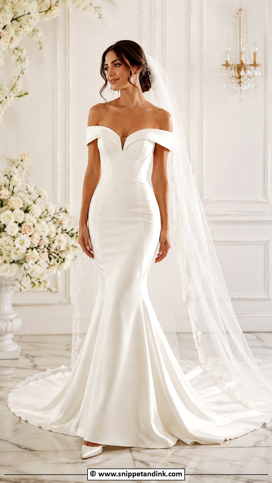 Off Shoulder Mermaid Wedding Dress - Snippet and Ink - 25 Elegant Mermaid Wedding Dress Ideas