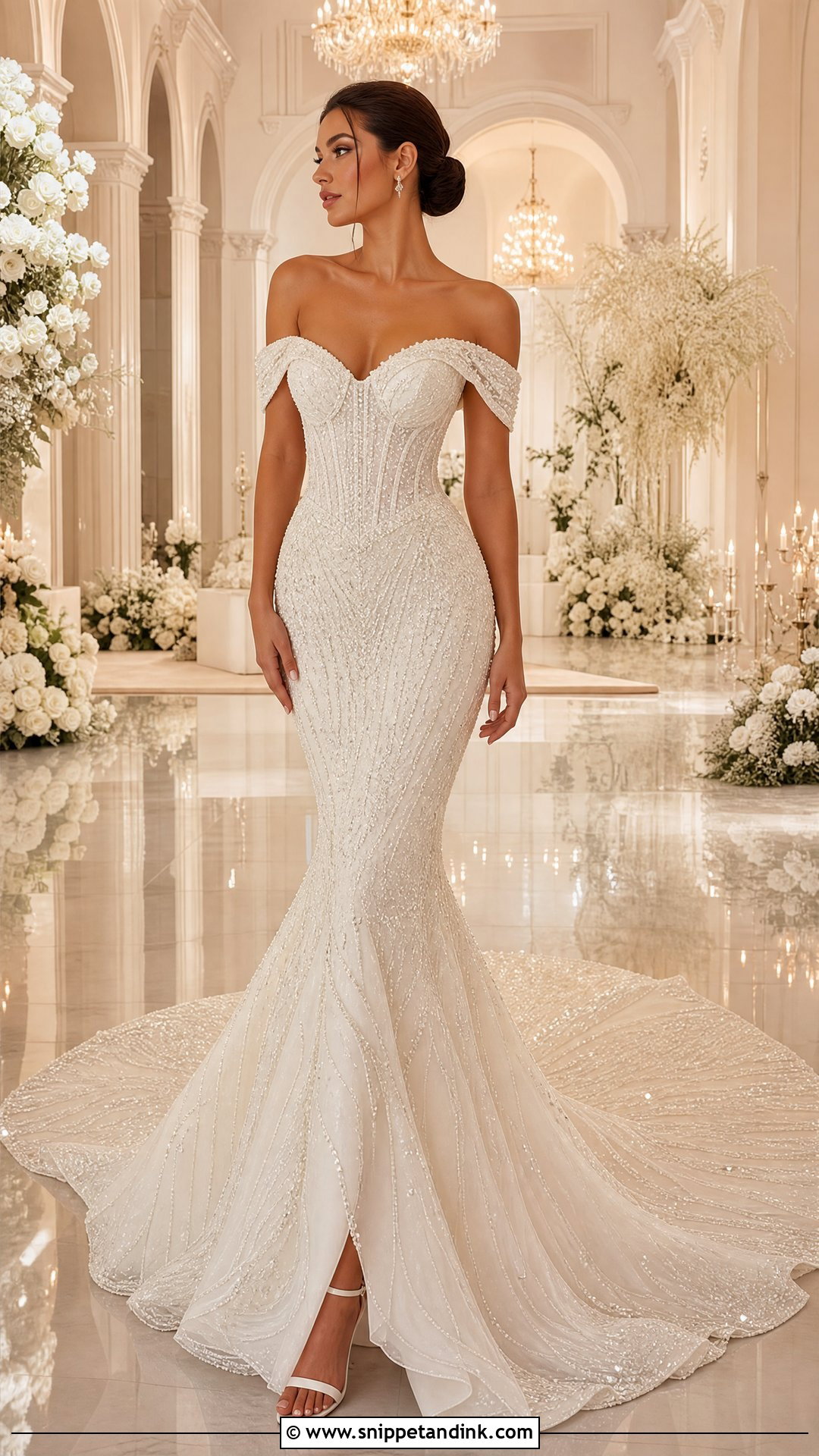 Off Shoulder Mermaid Wedding Gown - Snippet and Ink - 25 Off Shoulder Wedding Gown Ideas
