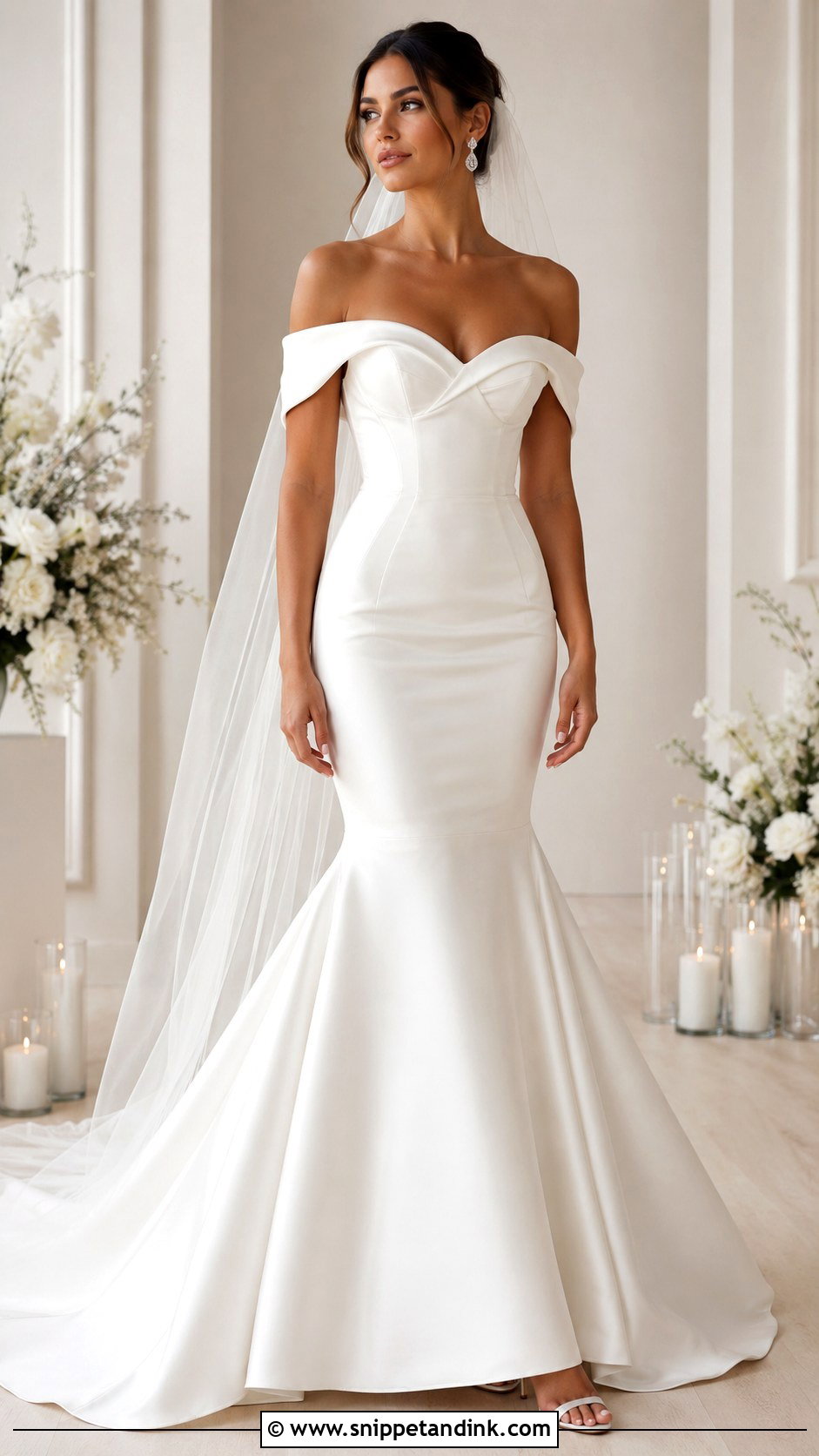 Off Shoulder Mermaid Wedding Gown - Snippet and Ink - 25 Mermaid Wedding Gown Ideas