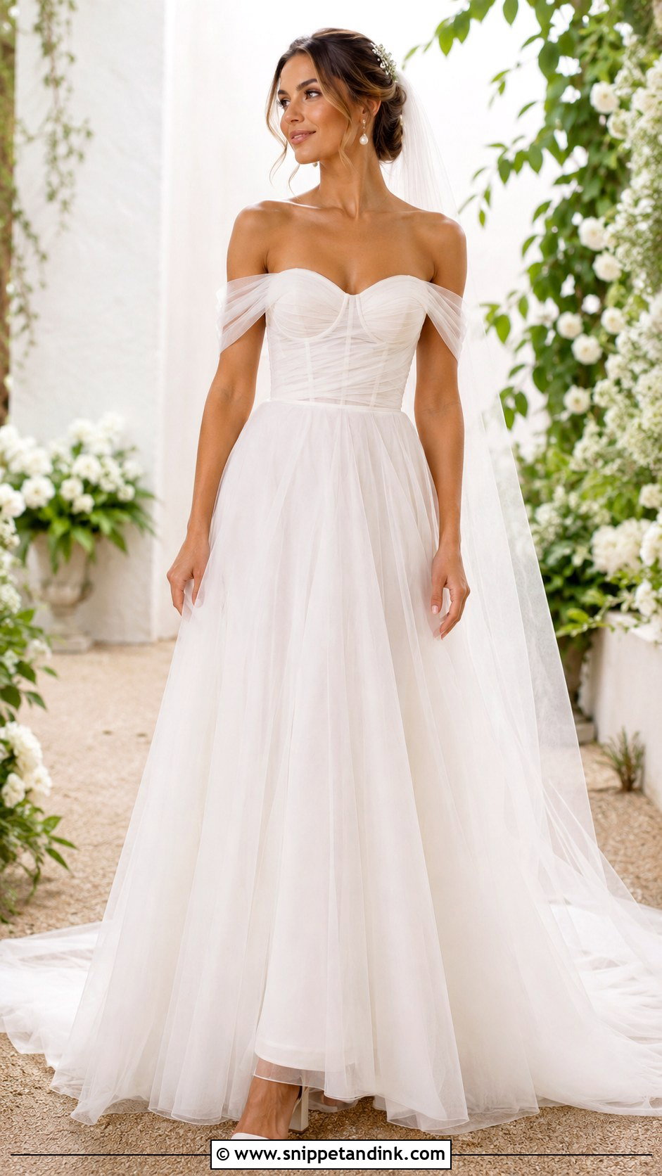 Off Shoulder Mesh Wedding Dress - Snippet and Ink - 20 Mesh Wedding Dress Ideas
