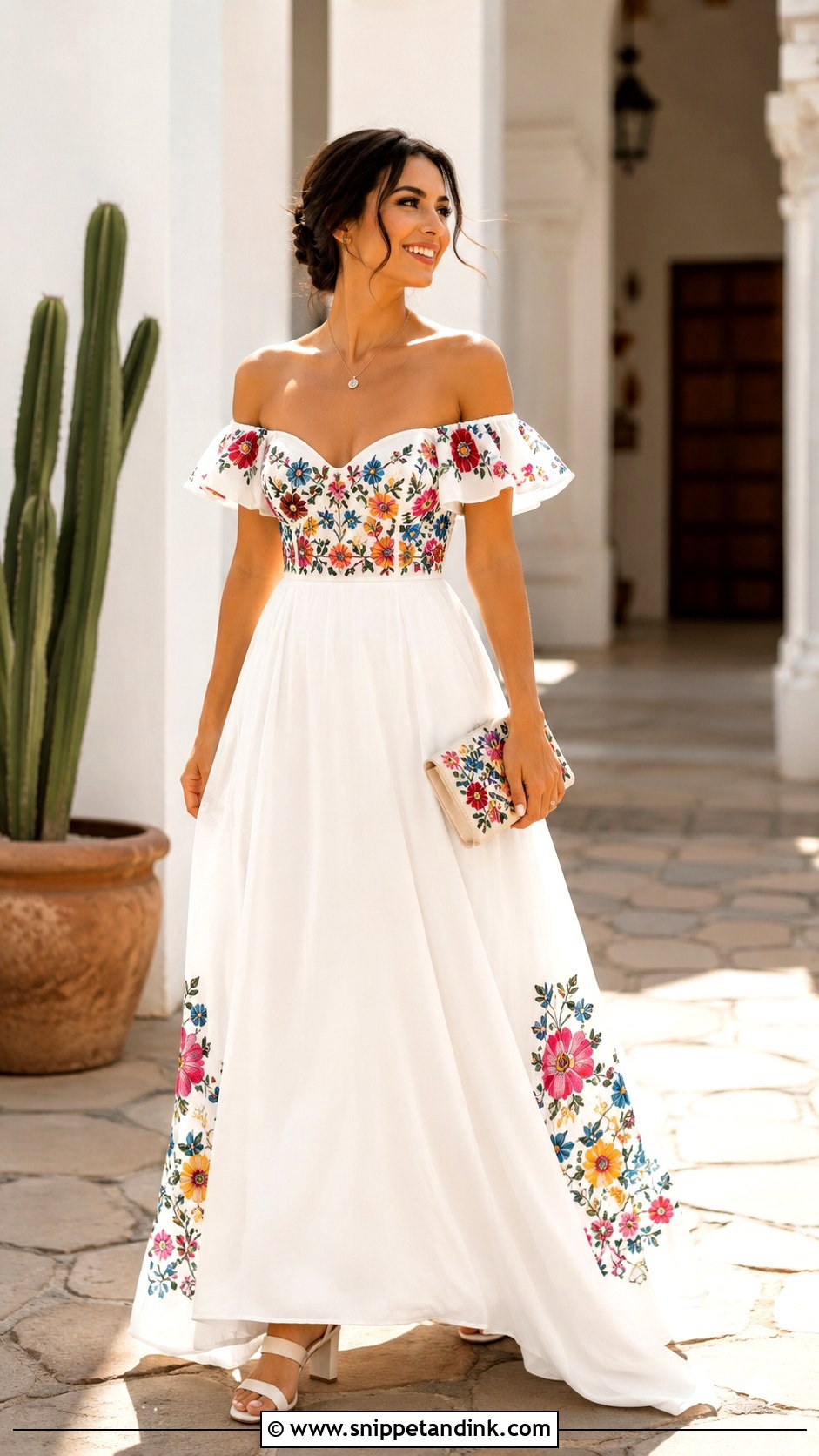 Off Shoulder Mexican Wedding Dress - Snippet and Ink - 20 Mexican Style Wedding Dresses