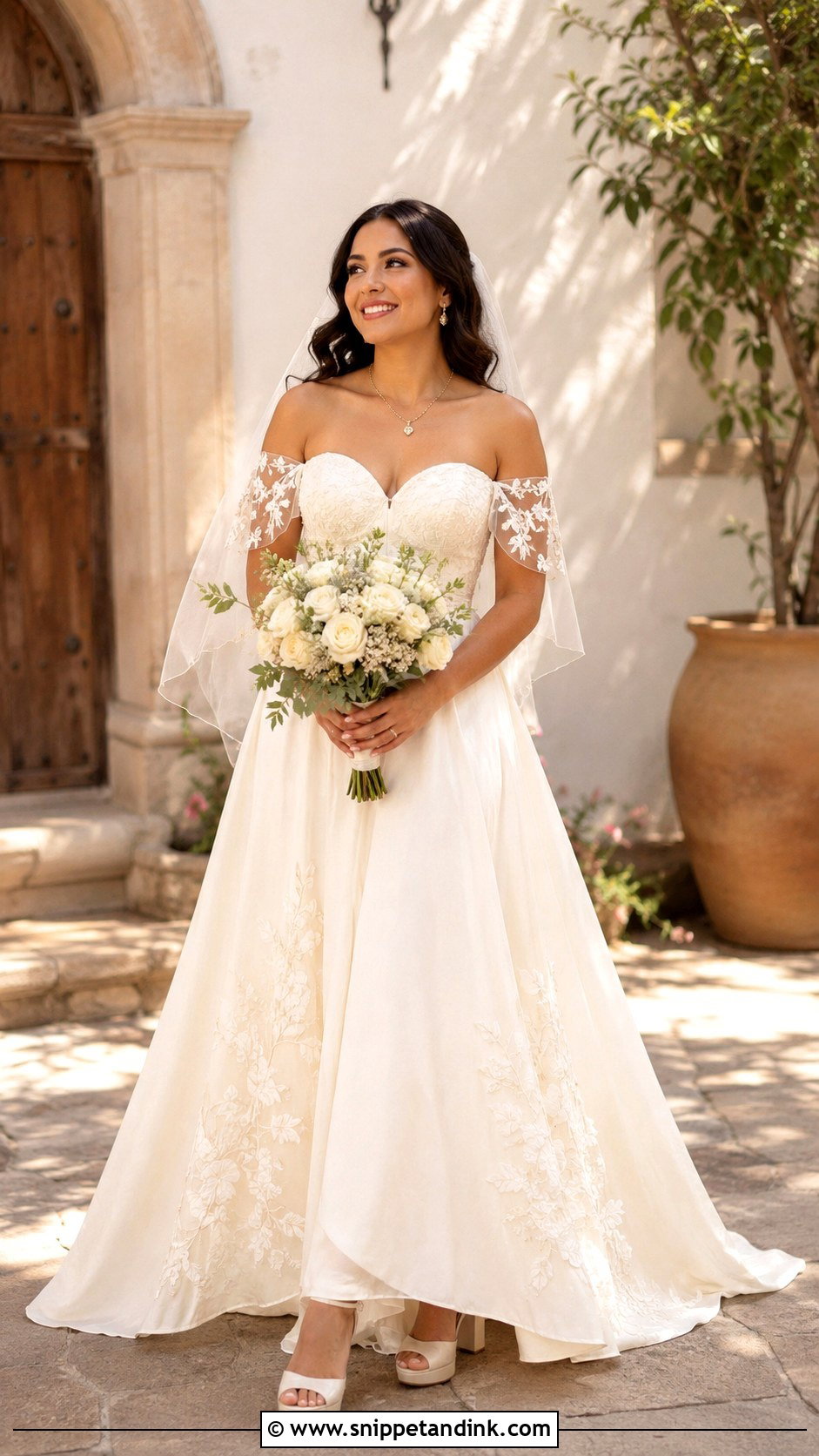 Off Shoulder Mexican Wedding Dress - Snippet and Ink - 20 Mexican Wedding Dresses