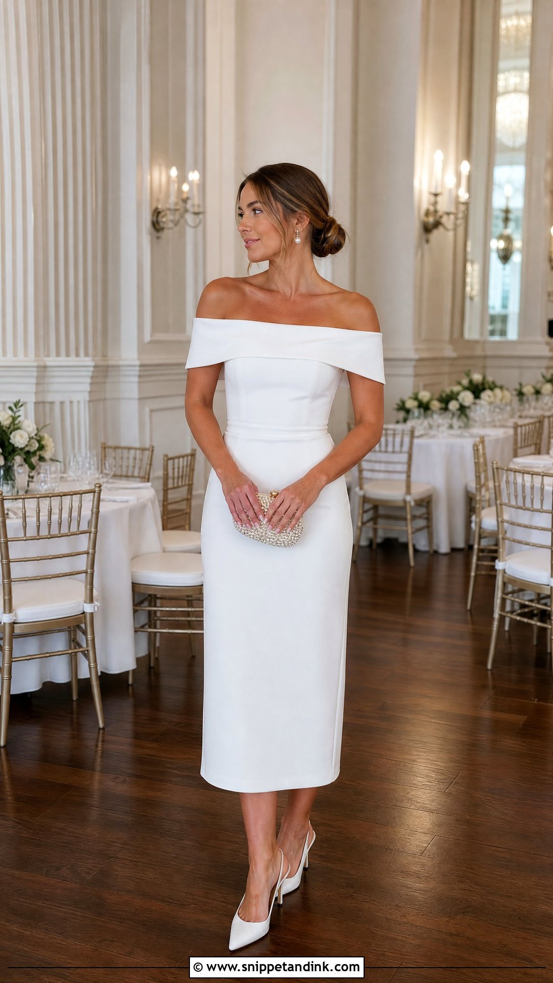 Off Shoulder Midi Wedding Night Dress - Snippet and Ink - 20 Wedding Night Dress Brides Ideas
