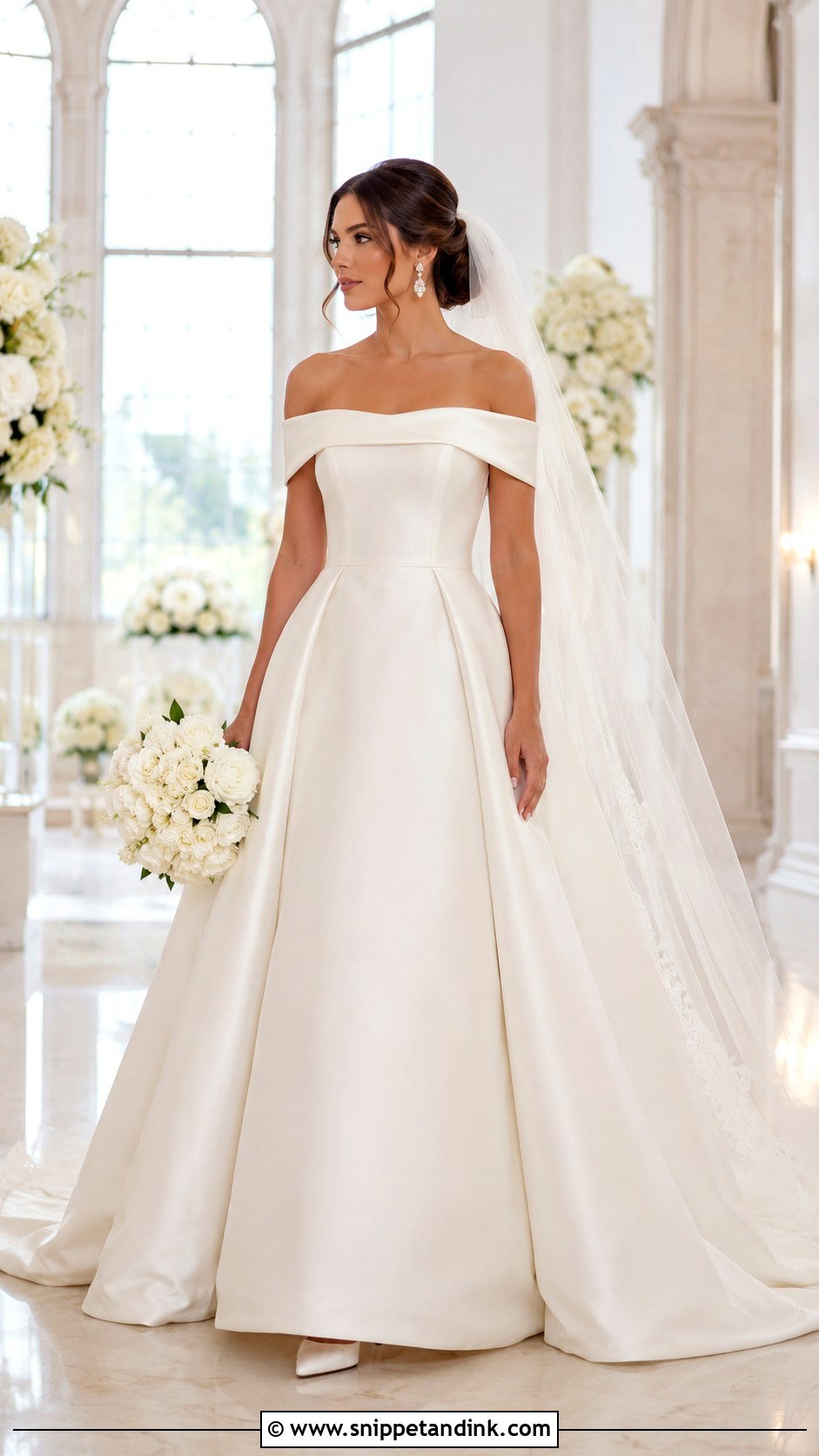 Off Shoulder Mikado Ball Gown Wedding Dress - Snippet and Ink - 20 Ball Gown Wedding Dress Princess Ideas