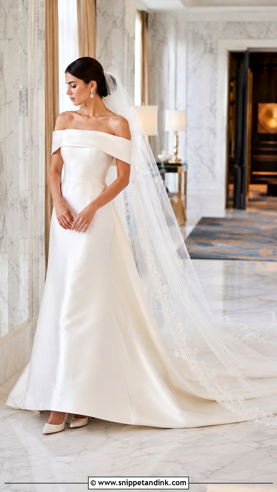 Off Shoulder Mikado Bridal Gown - Snippet and Ink - 20 Modern Bridal Gowns