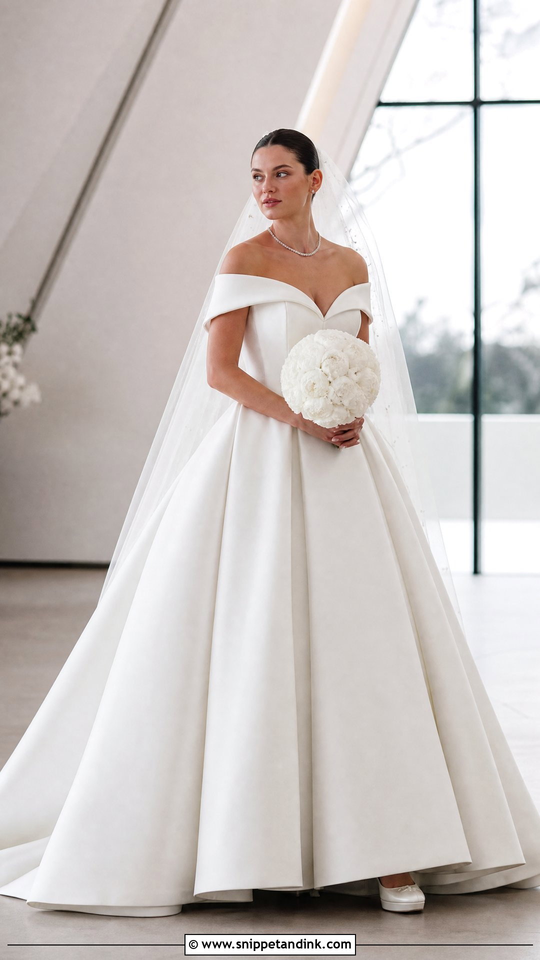 Off Shoulder Mikado Couture Bridal Gown - Snippet and Ink - 25 Couture Bridal Gowns