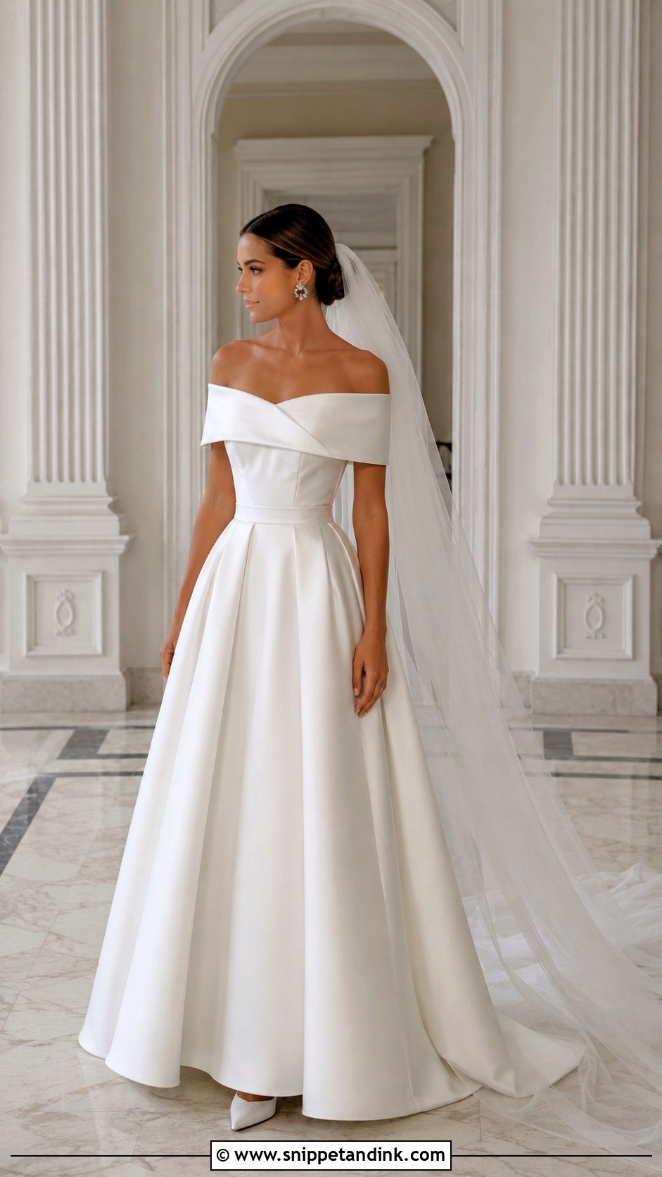 Off Shoulder Mikado Marriage Gown - Snippet and Ink - 20 Marriage Gown Ideas