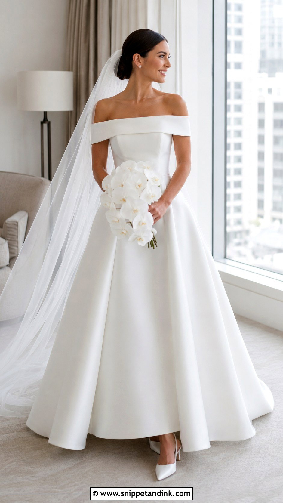 Off Shoulder Mikado Wedding Dress - Snippet and Ink - 20 Elegant Luxury Wedding Dress Ideas