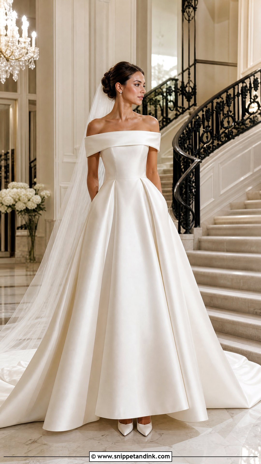 Off Shoulder Mikado Wedding Dress - Snippet and Ink - 20 Unique Elegant Wedding Dresses