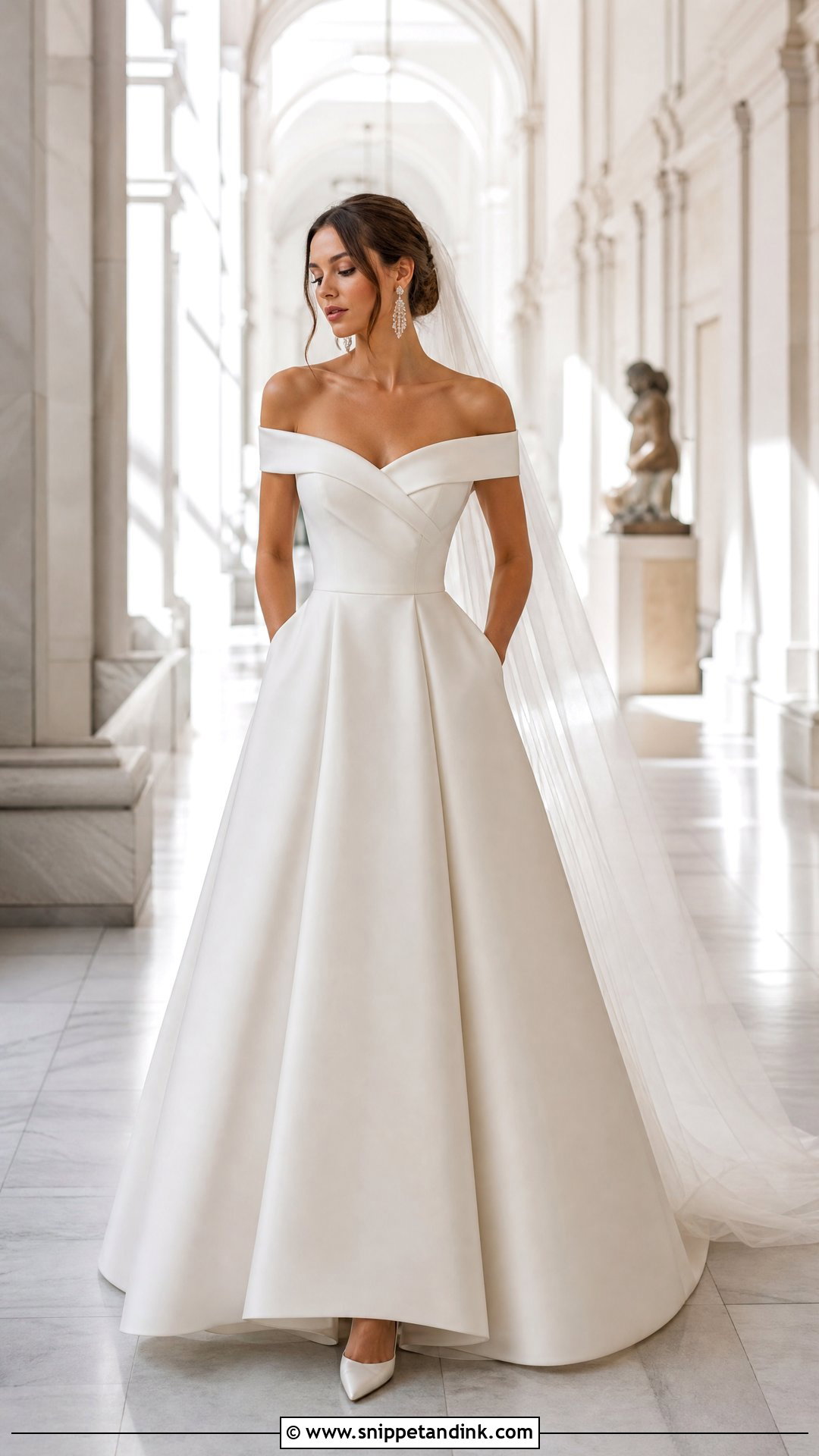 Off Shoulder Mikado Wedding Dress - Snippet and Ink - 20 Unique Modern Wedding Dress Ideas