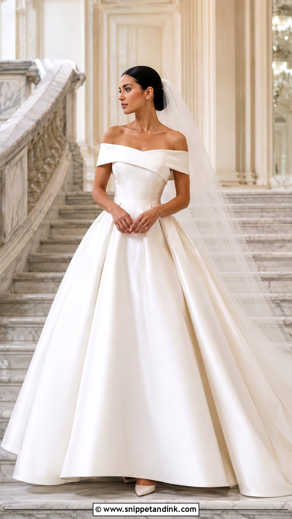 Off Shoulder Mikado Wedding Dress - Snippet and Ink - 20 Grand Wedding Dress Ideas