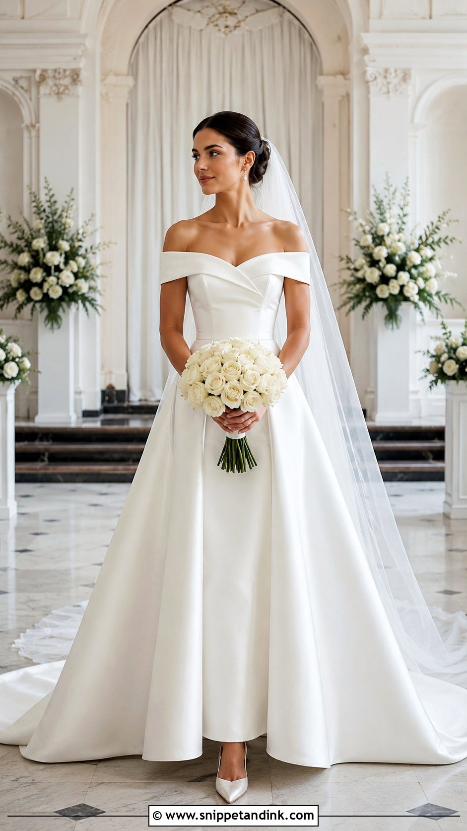 Off Shoulder Mikado Wedding Dress - Snippet and Ink - 20 Simple Chic Wedding Dress Ideas