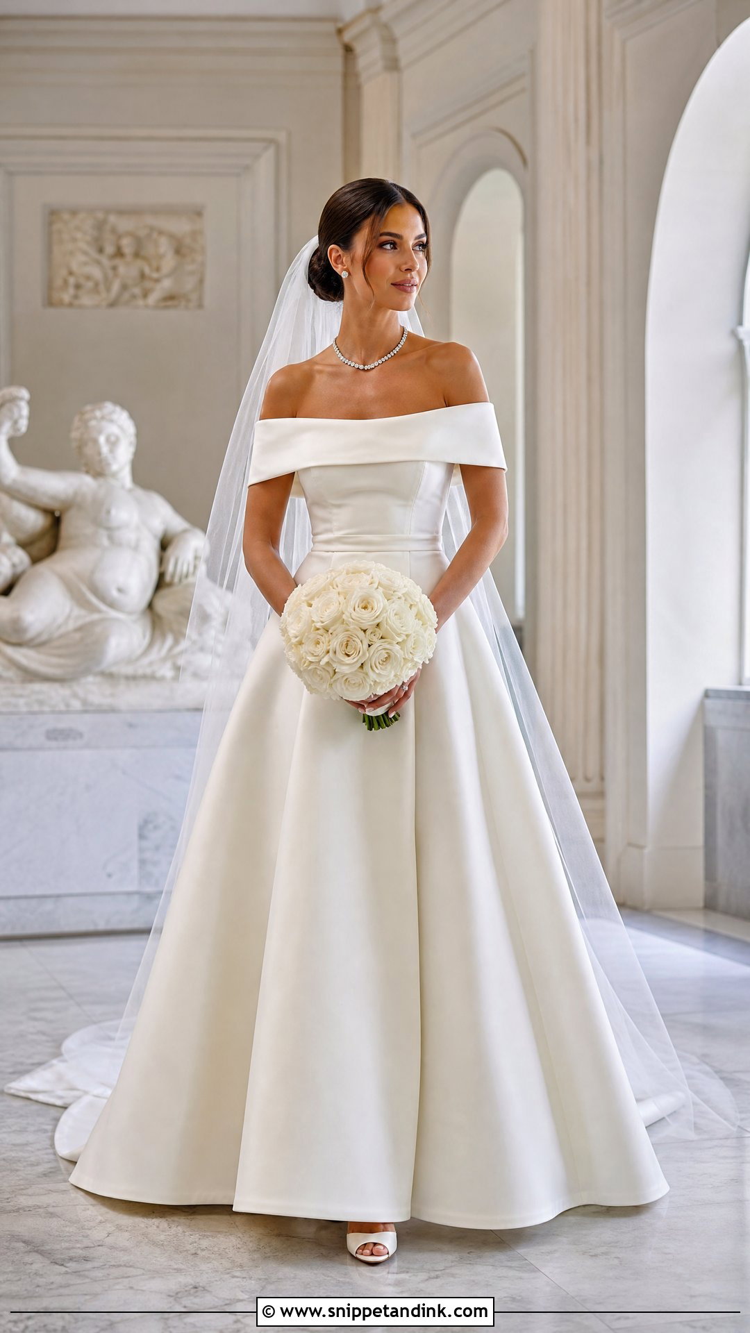 Off Shoulder Mikado Wedding Dress - Snippet and Ink - 20 Boujee Wedding Dress Ideas