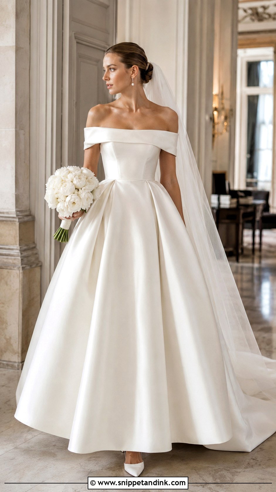 Off Shoulder Mikado Wedding Dress - Snippet and Ink - 20 Classic Modern Wedding Dress Ideas