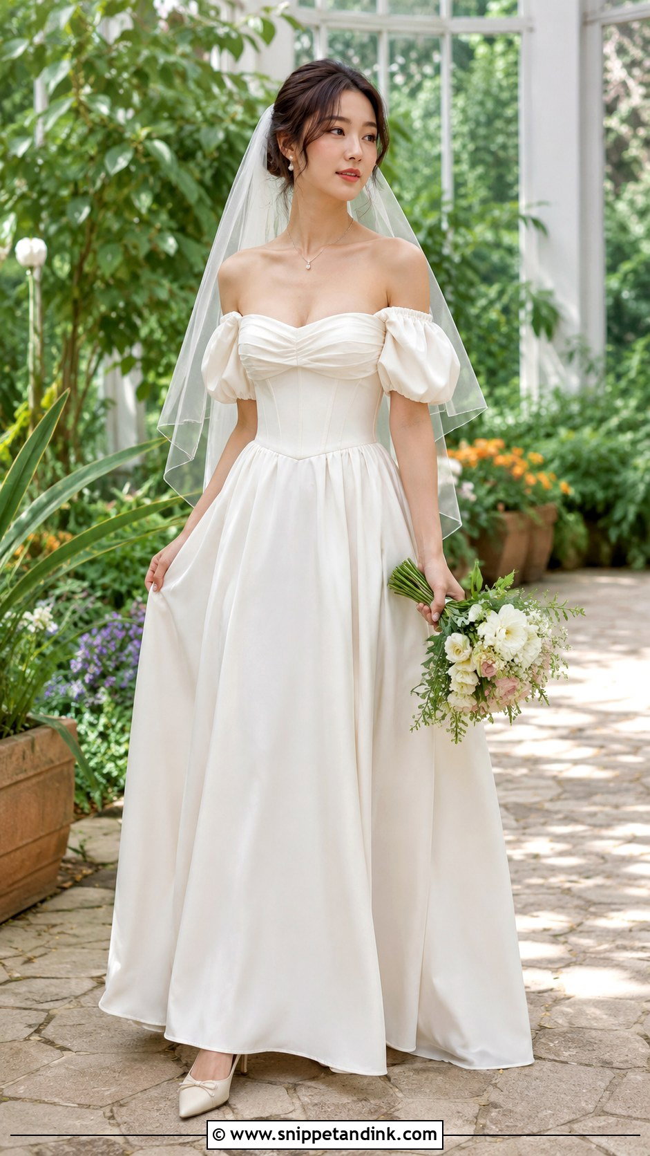 Off Shoulder Milkmaid Wedding Dress - Snippet and Ink - 20 Milkmaid Wedding Dress Ideas