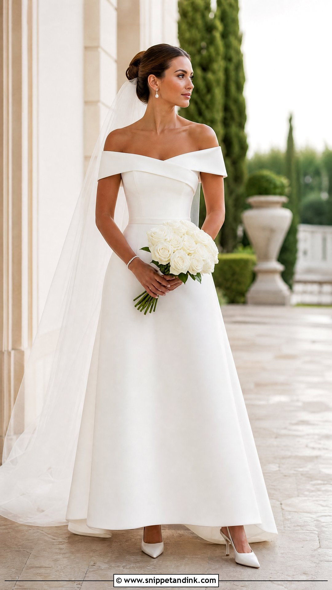 Off Shoulder Minimalist Wedding Dress - Snippet and Ink - 20 Simple Minimalist Wedding Dress Ideas