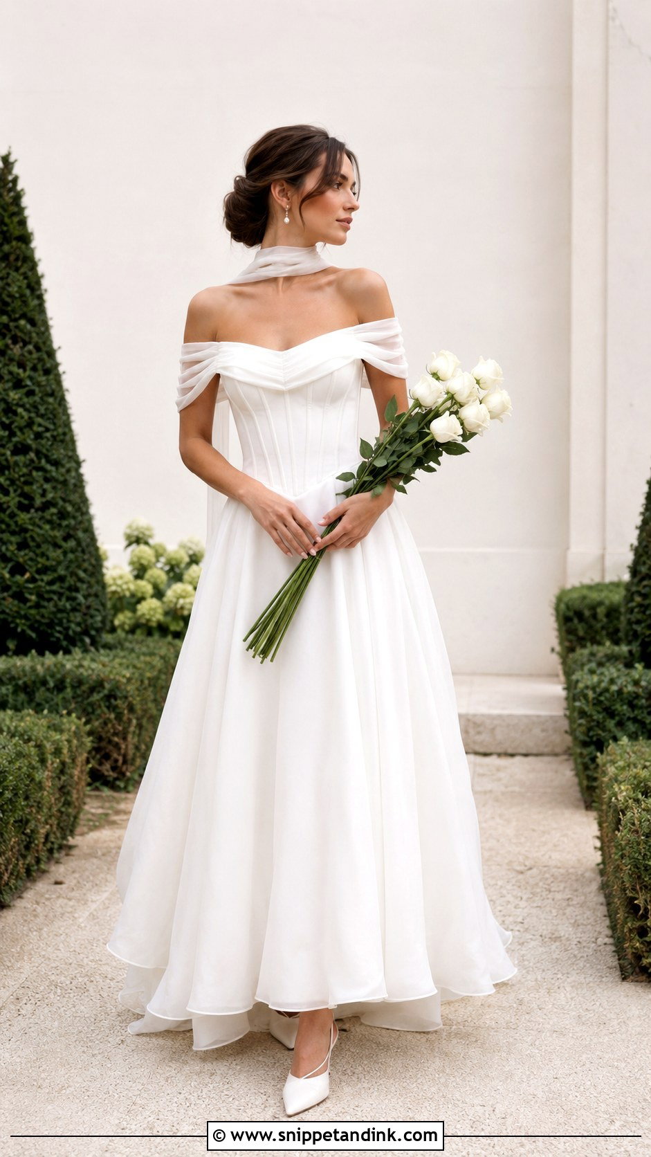 Off Shoulder Neck Scarf Wedding Dress - Snippet and Ink - 20 Neck Scarf Wedding Dresses