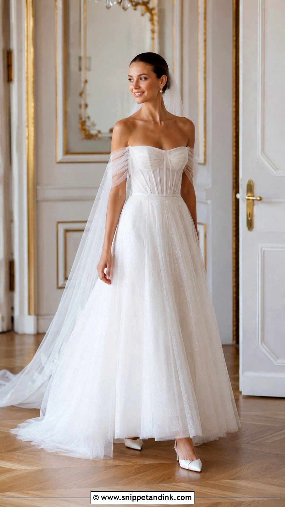 Off Shoulder Net Wedding Dress - Snippet and Ink - 20 Net Wedding Dress Ideas