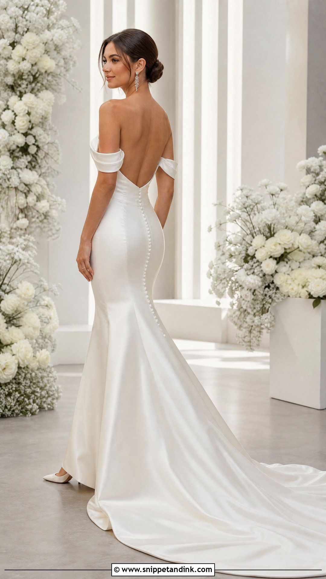 Off Shoulder Open Back Mermaid Wedding Dress - Snippet and Ink - 20 Open Back Mermaid Wedding Dress Ideas