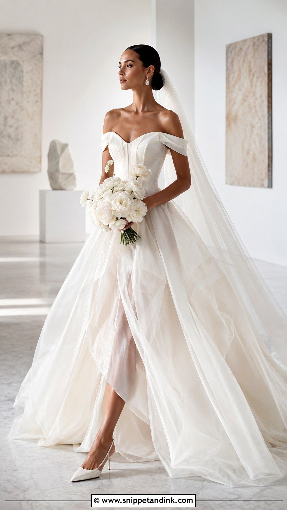 Off Shoulder Organza Angel Wedding Dress - Snippet and Ink - 20 Angel Wedding Dress Ideas