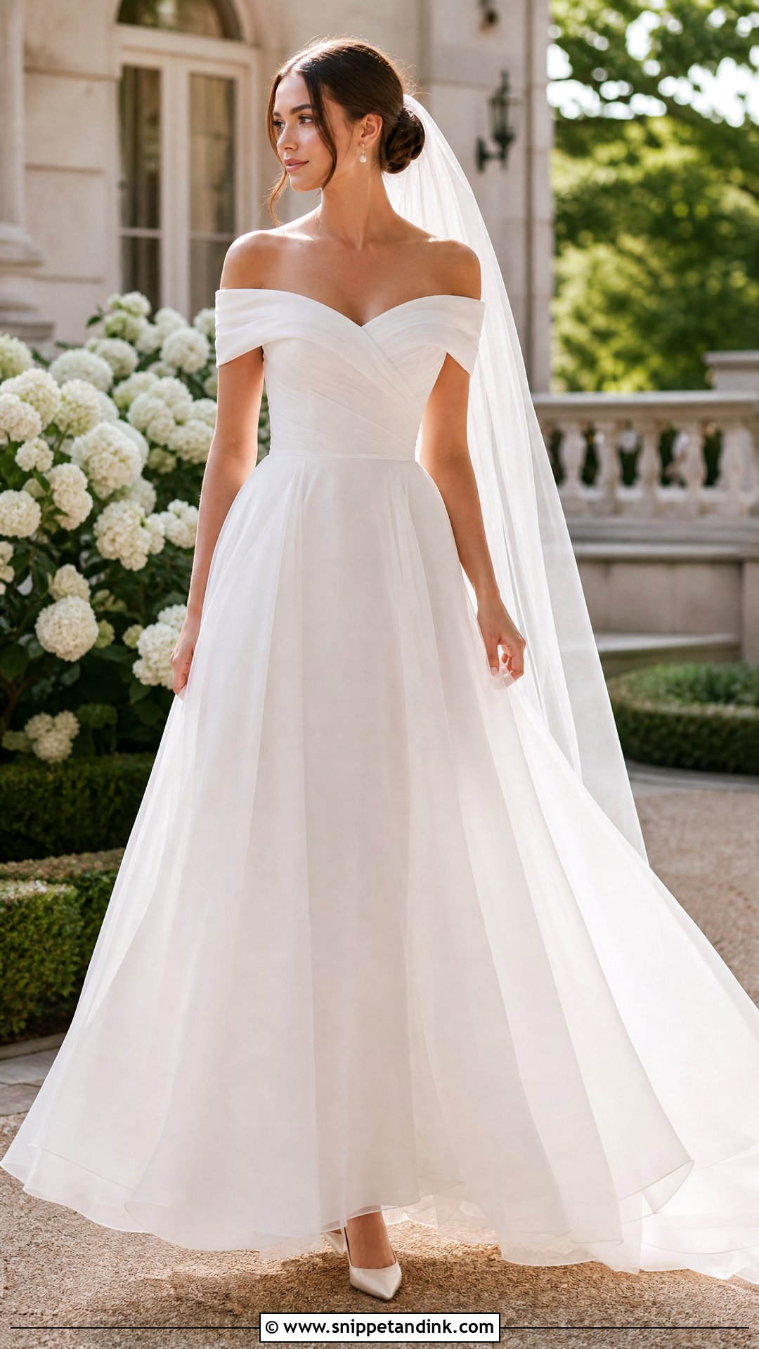 Off Shoulder Organza Wedding Dress - Snippet and Ink - 25 Floaty Wedding Dress Ideas