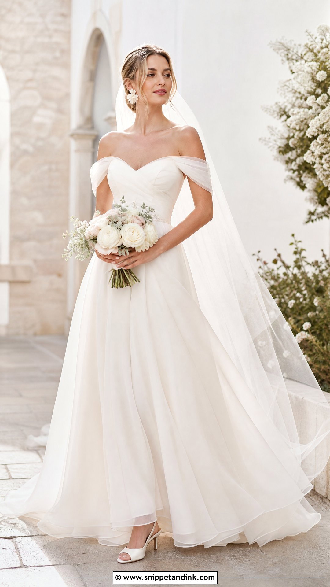 Off Shoulder Organza Wedding Gown - Snippet and Ink - 20 Organza Wedding Gown Ideas
