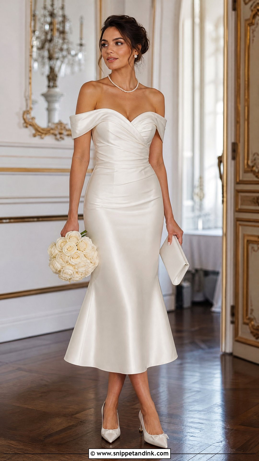 Off Shoulder Pin Up Wedding Dress - Snippet and Ink - 20 Pin Up Wedding Dress Ideas