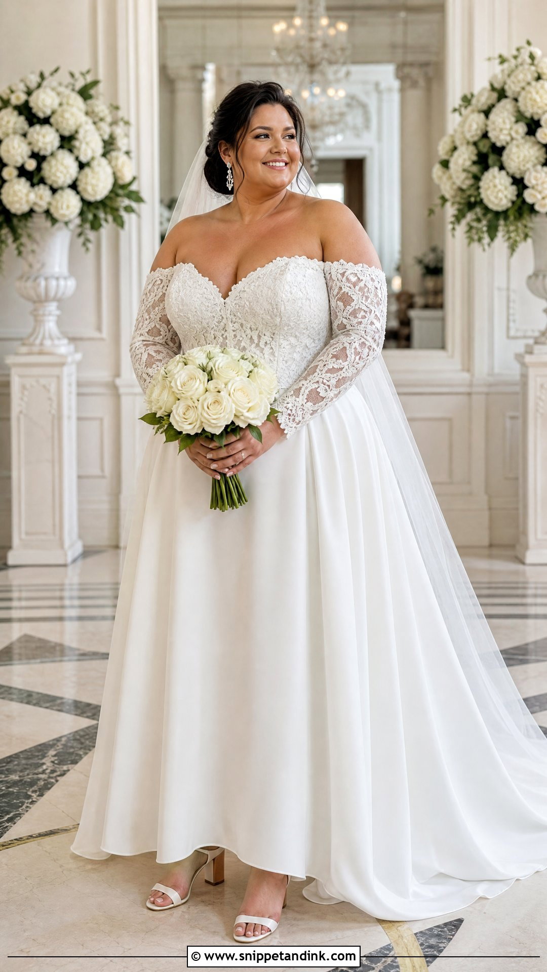 Off Shoulder Plus Size Sleeve Wedding Dress - Snippet and Ink - 20 Off Shoulder Sleeve Wedding Dress Ideas