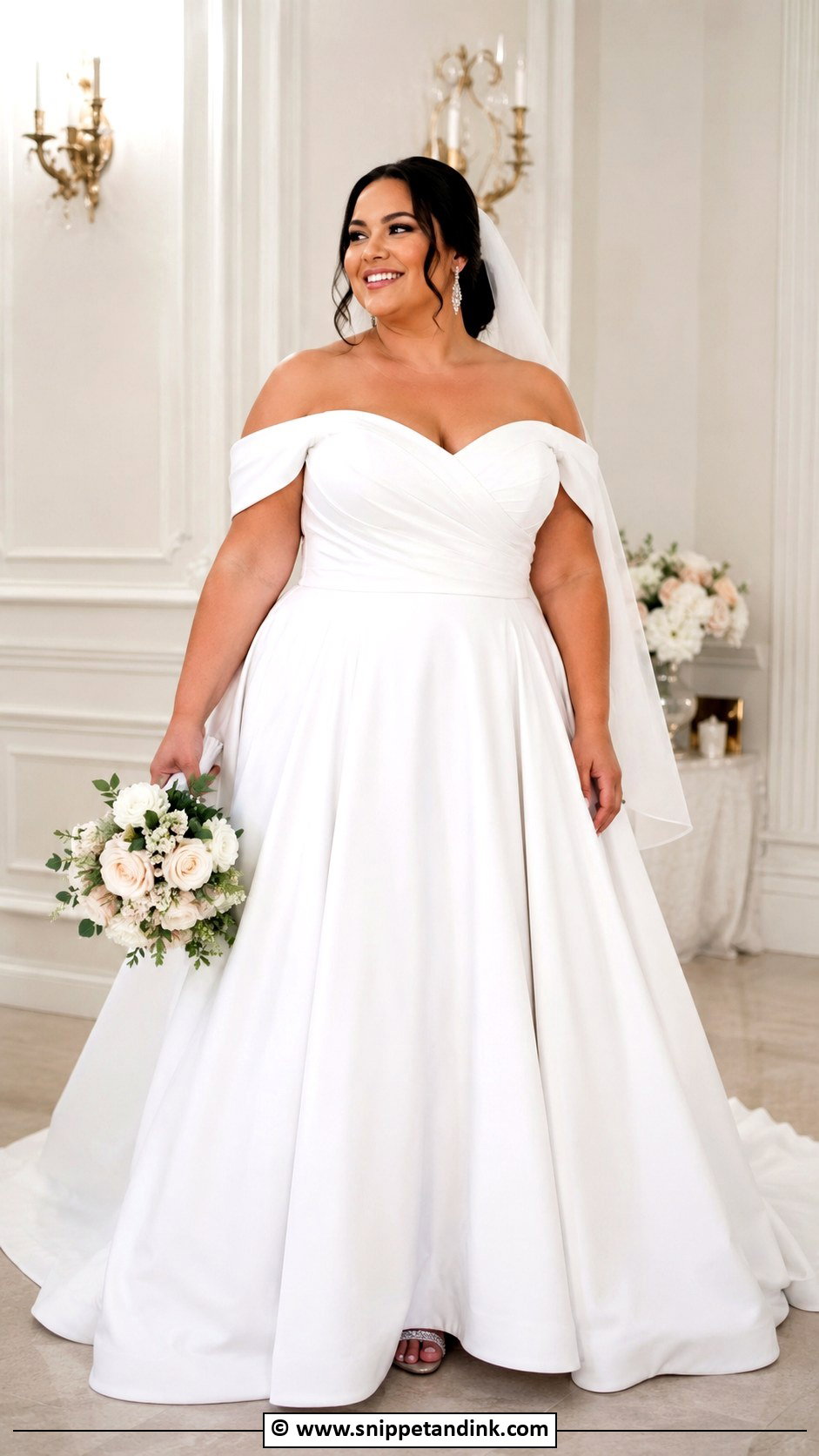 Off Shoulder Plus Size Wedding Dress - Snippet and Ink - 35 Off Shoulder Wedding Dress Ideas