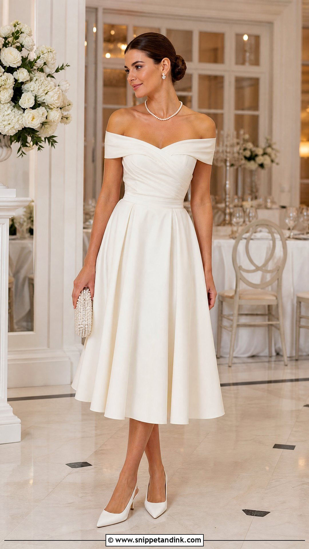 Off Shoulder Post Wedding Midi Dress - Snippet and Ink - 20 Post Wedding Dress Ideas