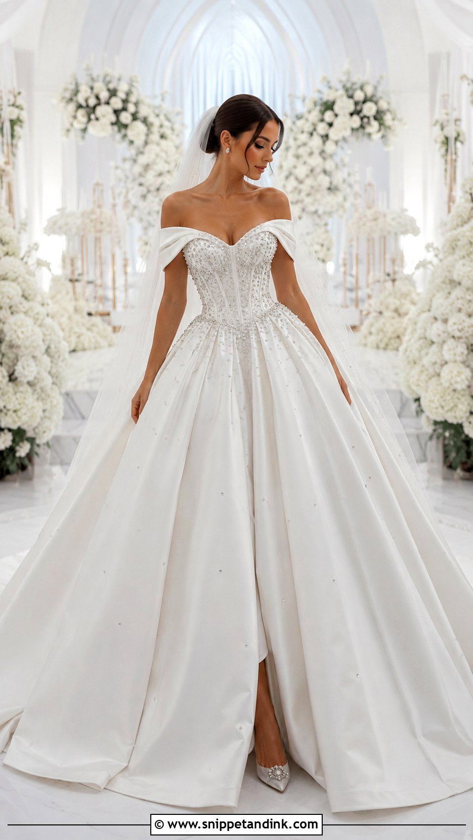 Off Shoulder Princess Ball Gown Wedding Dress - Snippet and Ink - 25 Princess Wedding Dresses Ball Gown