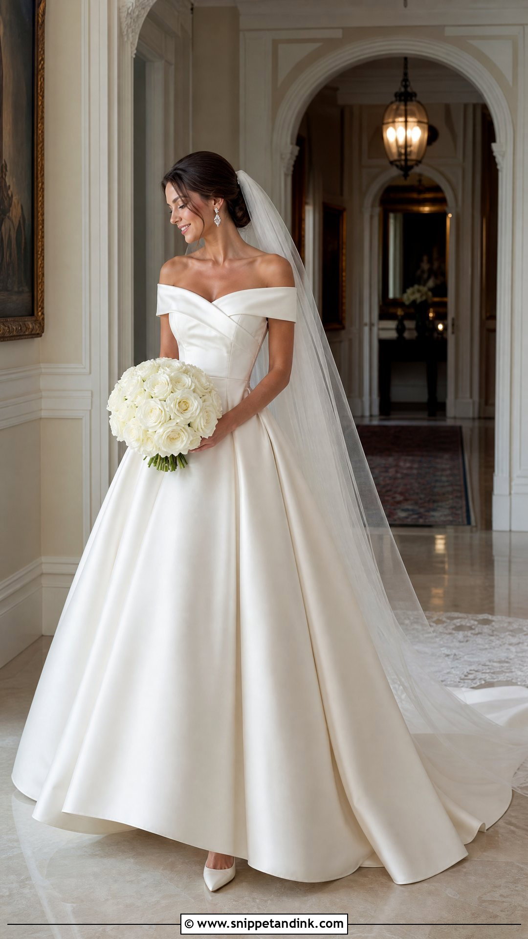 Off Shoulder Princess Cut Wedding Dress - Snippet and Ink - 20 Princess Cut Wedding Dress Ideas