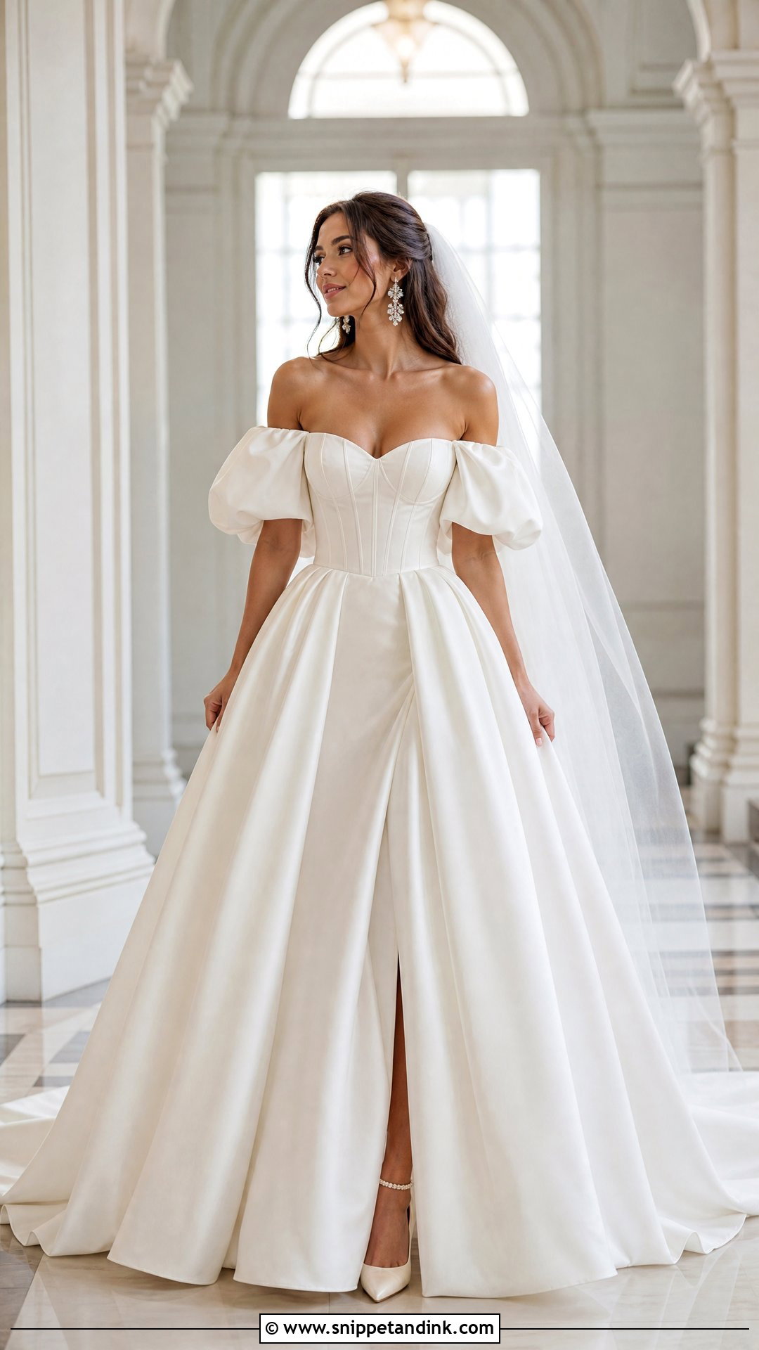 Off Shoulder Puff Sleeve Wedding Dress - Snippet and Ink - 20 Wedding Dress Puff Sleeves