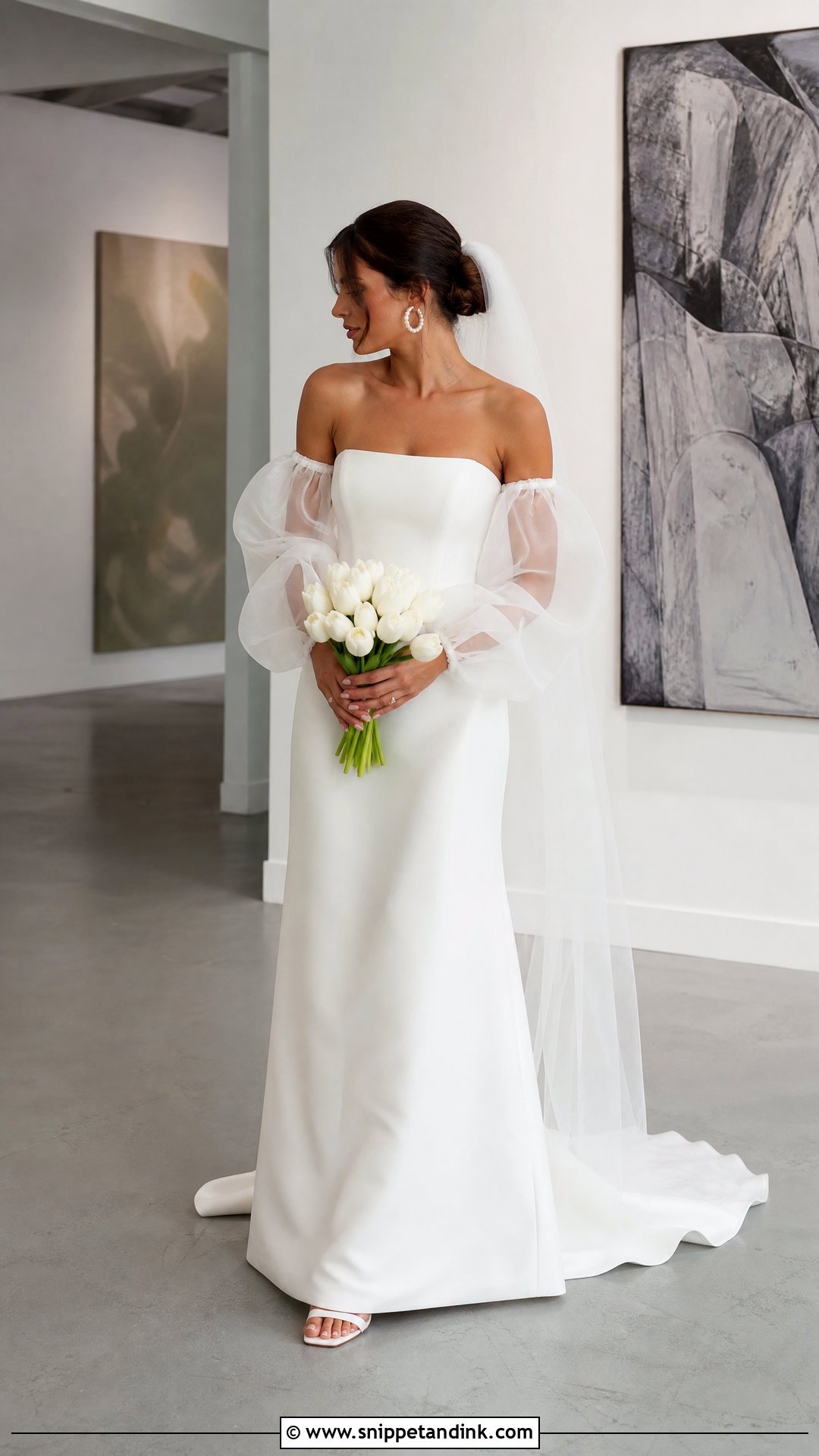 Off Shoulder Puff Sleeve Wedding Dress - Snippet and Ink - 20 Off Shoulder Sleeve Wedding Dress Ideas