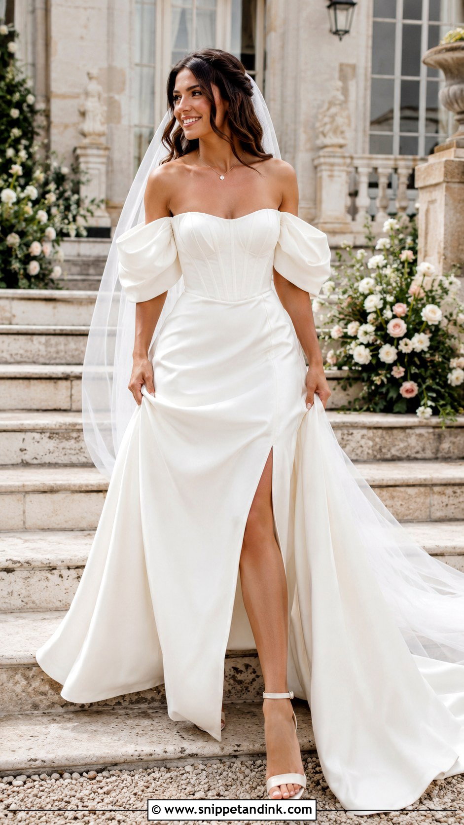 Off Shoulder Puffy Sleeve Wedding Dress - Snippet and Ink - 25 Wedding Dress Puffy Sleeves