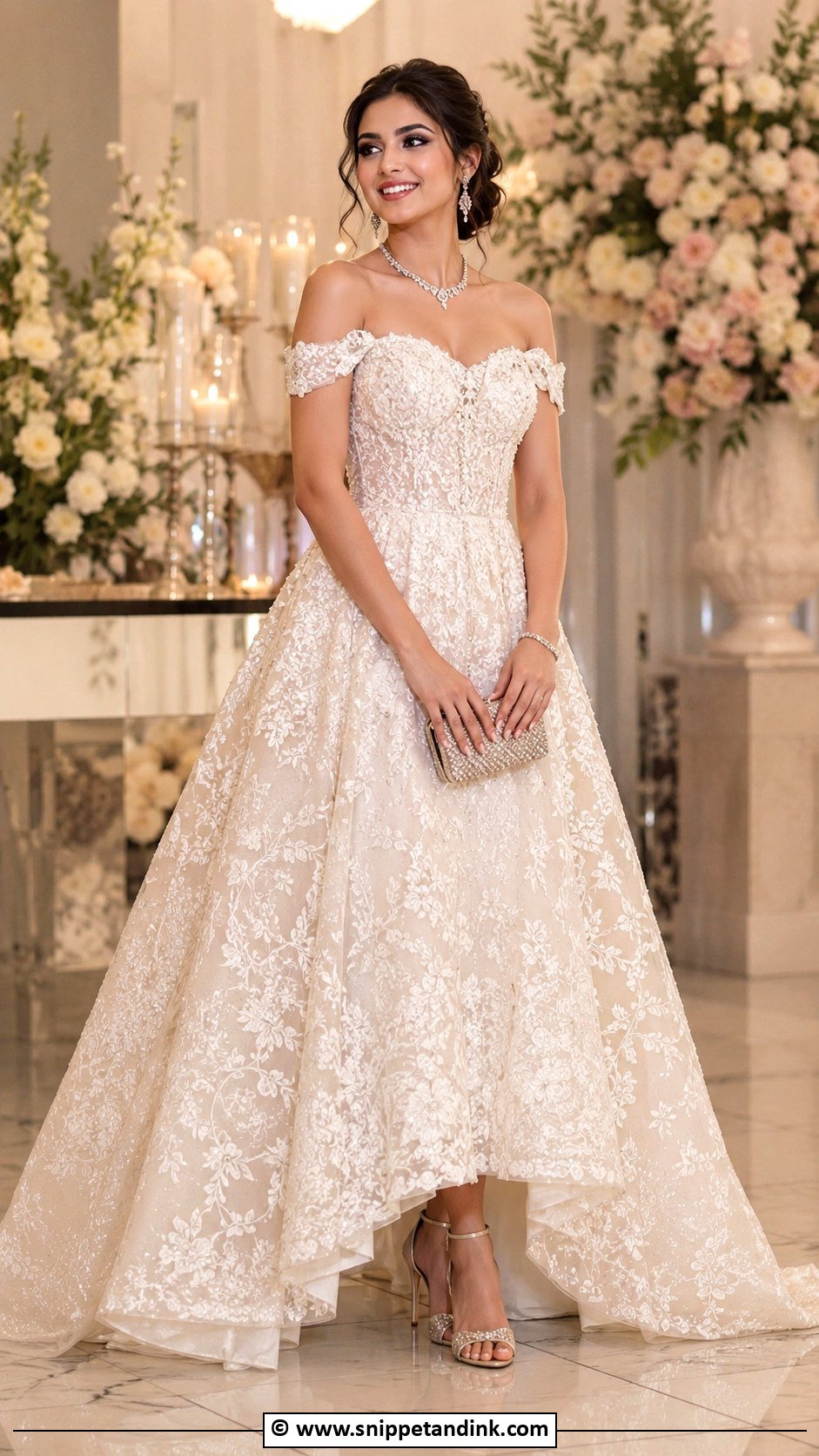 Off Shoulder Reception Gown - Snippet and Ink - 25 Indian Receptions Bridal Gowns